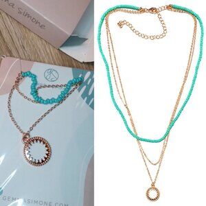 GEMMA Simone Circulus Aqua Beaded Necklace